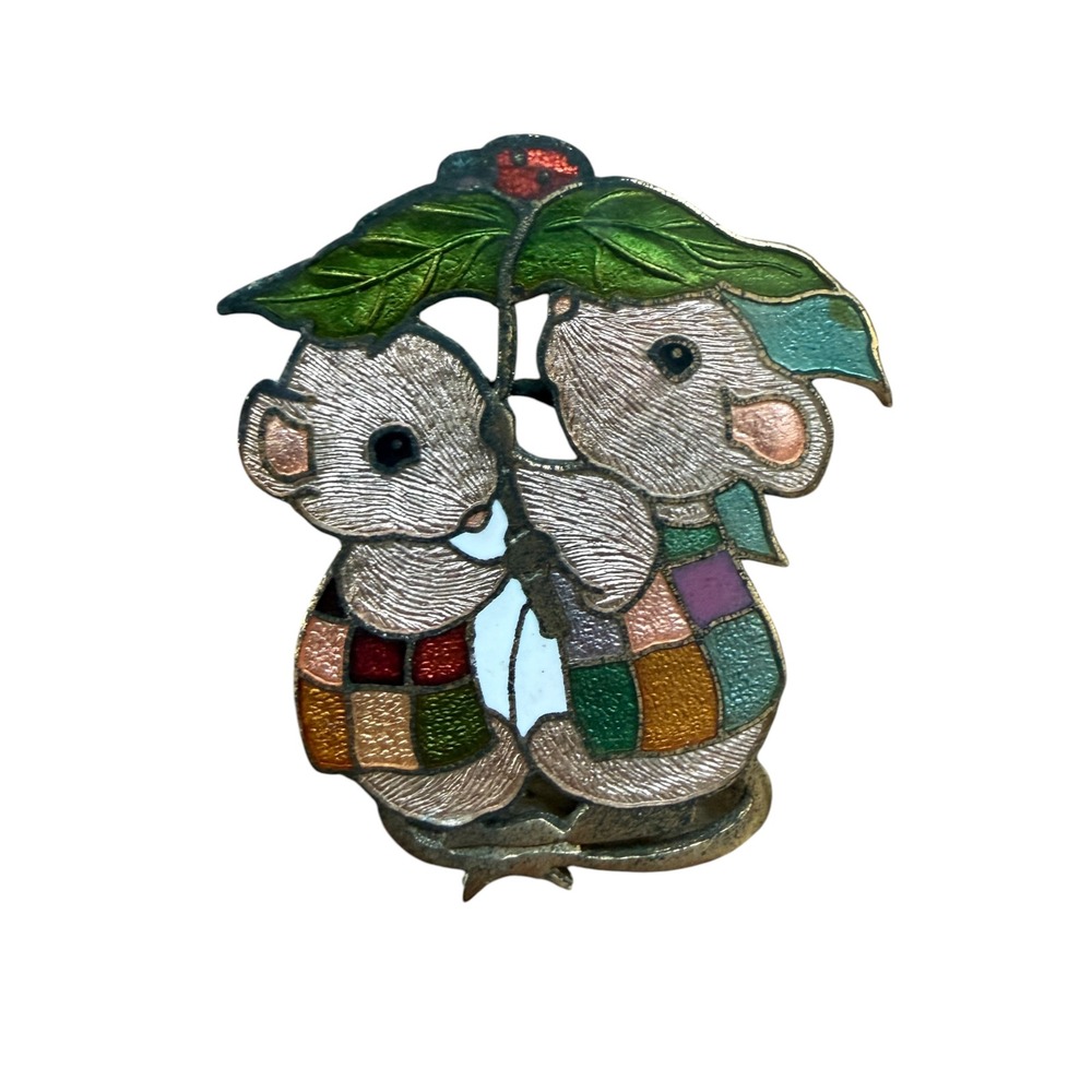 Vintage 1992 FISH Cloisonné Beatrix Potter Special Edition Mouse Brooch umbrella